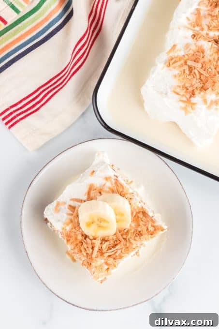 Top View of a banana cake with three milks.
