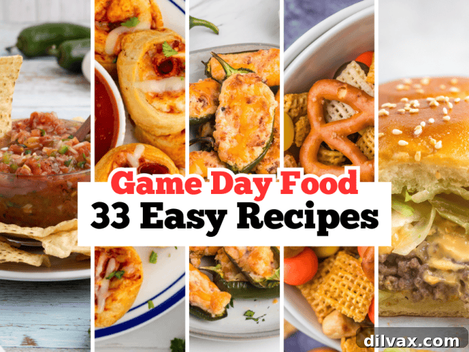 Touchdown Treats: 33 Effortless Game Day Recipes 2 A vibrant spread of various Game Day Food dishes including dips, sliders, and snacks.