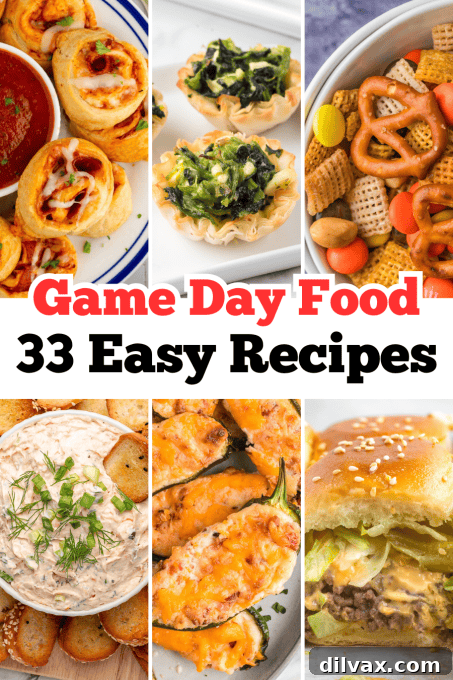Touchdown Treats: 33 Effortless Game Day Recipes 8 A collage of various Game Day Food recipes perfect for sharing on social media.