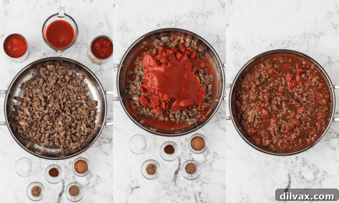 Process photos for the Best Chili Recipe