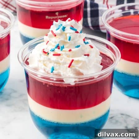 Patriotic Red, White, and Blue Jell-O© Cups