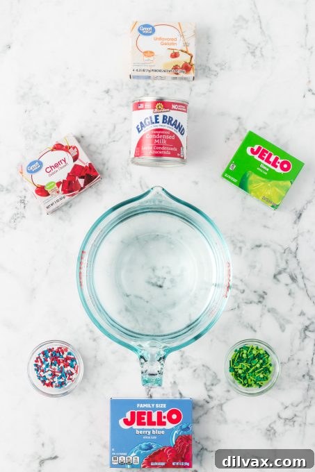 Ingredients for Layered Jell-O Cups