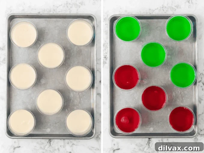 Wobbly Gelatin Delights 6 Second set of process photos for Jell-O© Cups, showing the white layer being added