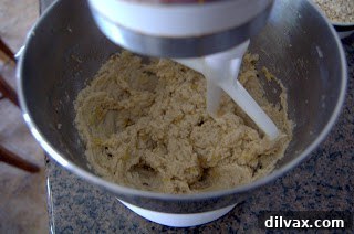 Adding mashed banana to the butter mixture