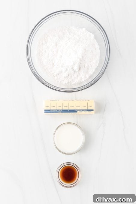 Divine Strawberry Crunch Cake 5 Ingredients for making Vanilla Frosting.