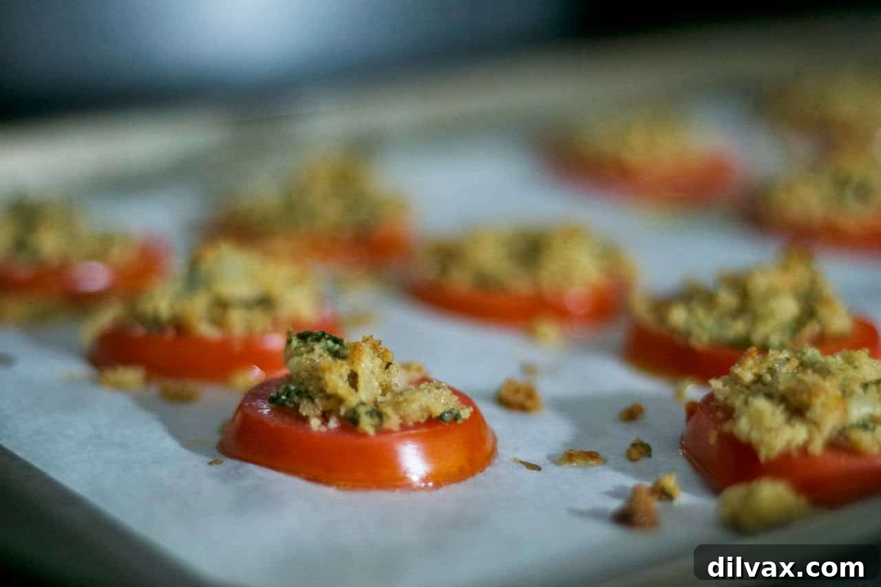 Baked Crumby Tomatoes, a delightful and vibrant appetizer