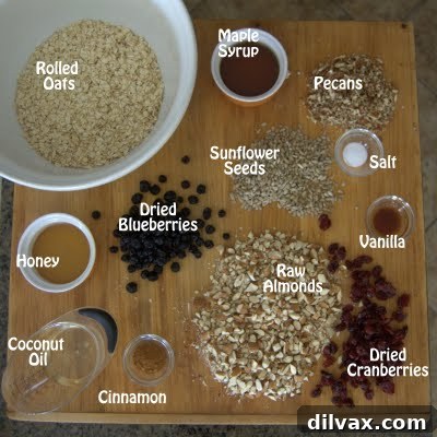 YBR Berry and Nut Granola 3 A close-up image of fresh, homemade berry nut granola.