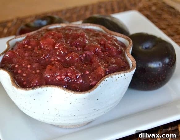 Spiced Plum Chutney 2 Deliciously sweet and savory plum chutney, perfect for roast chicken, pork, or sandwiches