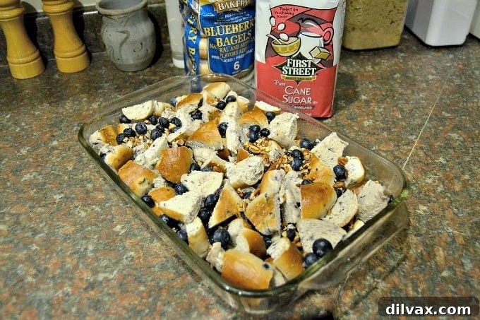 Sweet Blueberry Bagel Casserole 4 Close-up of First Street Blueberry Bagels, key ingredient for the breakfast bake