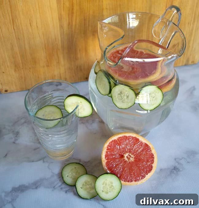 Cucumber Grapefruit Water - a refreshing way to boost your health, keep you hydrated, and a great change from drinking regular water!