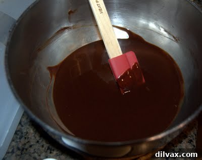 Brownie Bites 2 Melting chocolate and butter for brownies over a double boiler