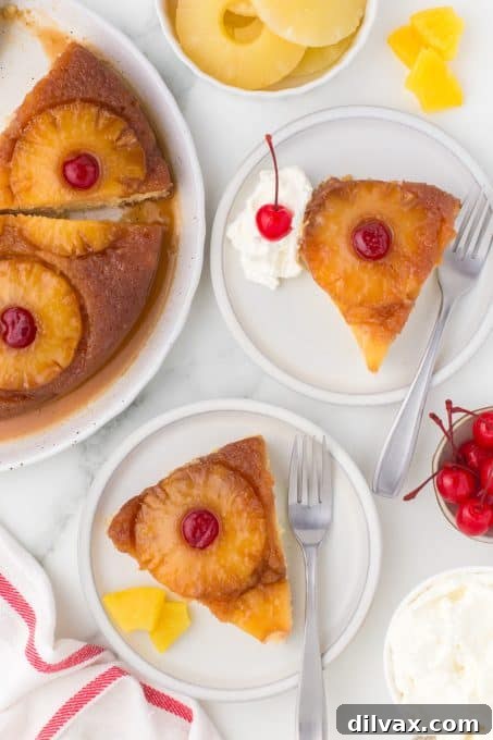 Caramelized Pineapple Flip Cake 11 Delicious Upside Down Pineapple Cake ready to be served.