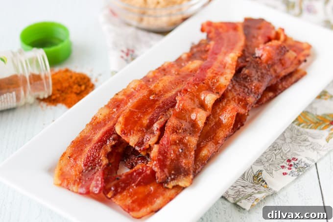 Crispy oven baked bacon with brown sugar and cajun seasoning.
