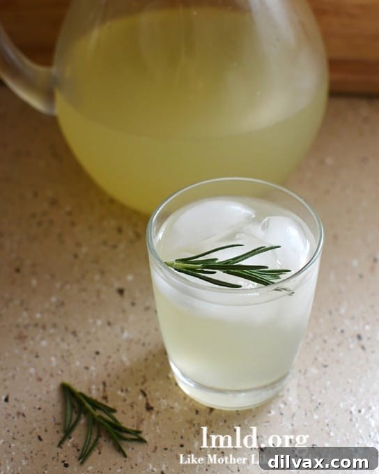 Lemonade Libations: 40+ Ways to Refresh This Summer 37 Aromatic Rosemary Lemonade, an elegant and herbaceous beverage.