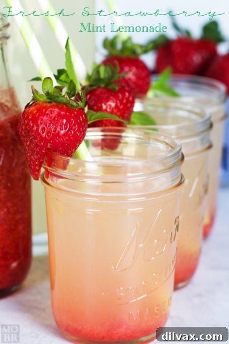 Lemonade Libations: 40+ Ways to Refresh This Summer 39 Refreshing Fresh Strawberry Mint Lemonade, a delightful combination of sweet berries and cool mint.