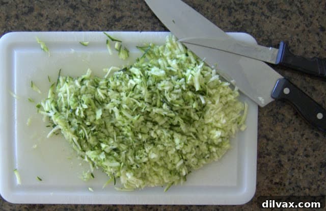 Irresistibly Moist Zucchini Bread 2 Finely grated zucchini ready for baking