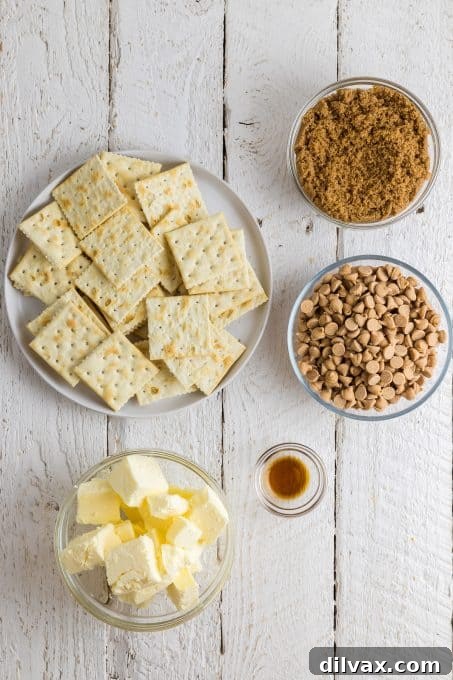 Peanut Butter Caramel Crunch 4 Ingredients for Peanut Butter Toffee.
