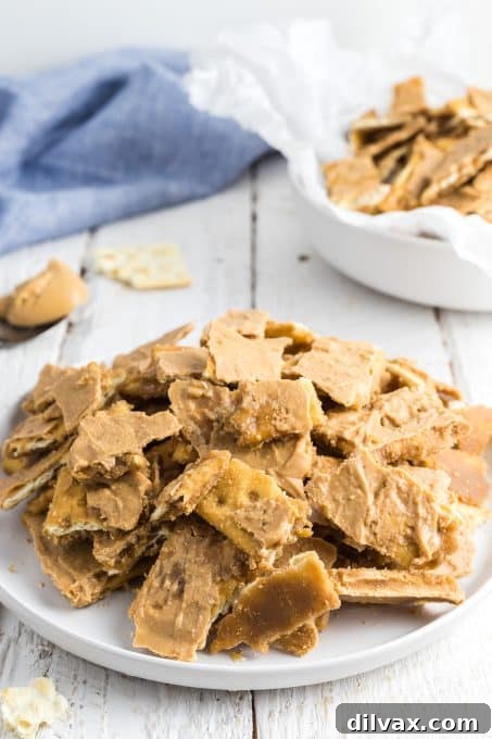 Peanut Butter Caramel Crunch 9 Saltine toffee made with peanut butter chips.