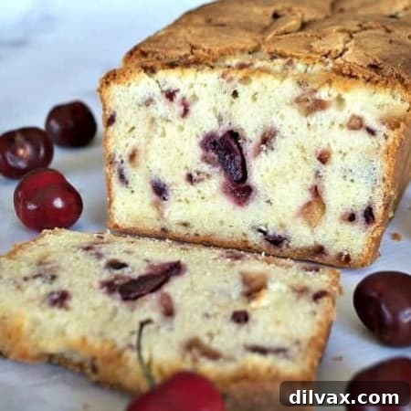 A small, focused image of a delectable Cherry Pound Cake slice.