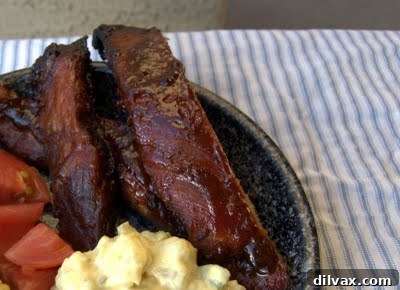 Delicious, sticky barbecued spare ribs, ready to be enjoyed