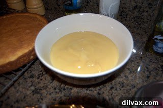 Smooth vanilla cream filling in a saucepan