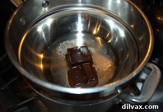 Melting chocolate and butter in a double boiler