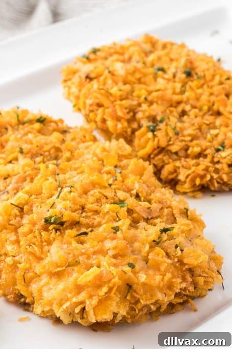 Golden brown Cornflake Chicken pieces arranged beautifully on a baking sheet, ready to serve