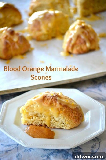 Blood Orange Marmalade Scones on a white plate ready to be served