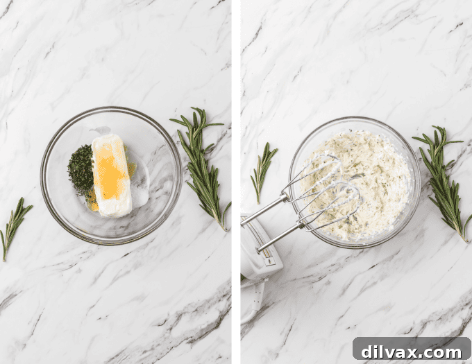 Process photos for Whipped Goat Cheese.