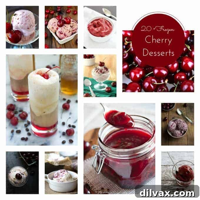 Crimson Cherry Frost Bites 2 More than 20 Frozen Cherry Treats to keep you cool for summer, featuring a vibrant selection of ice cream, sorbet, and popsicles.