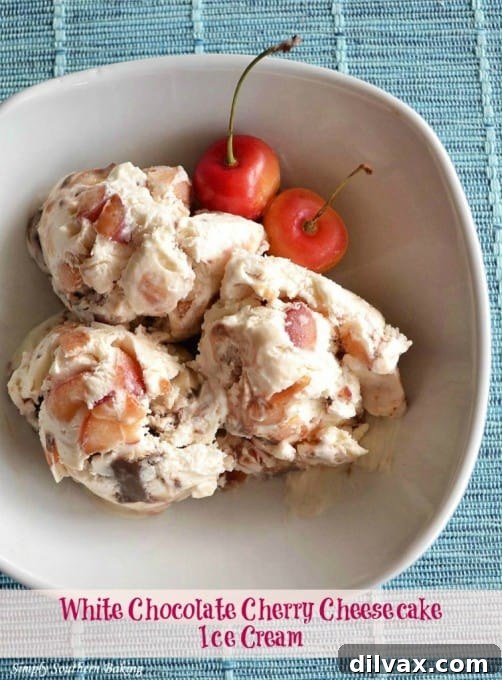 Crimson Cherry Frost Bites 7 Simply Southern Baking White Chocolate Cherry Cheesecake Ice Cream, a rich and decadent frozen dessert