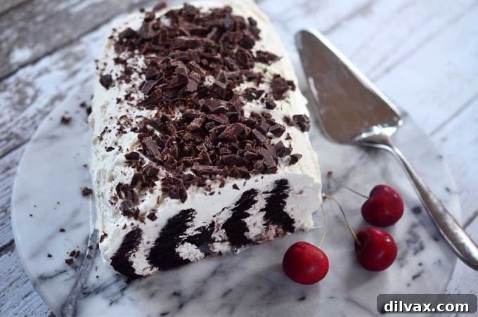 Crimson Cherry Frost Bites 22 Life's Ambrosia Chocolate Cherry Icebox Cake, a no-bake layered dessert perfect for summer