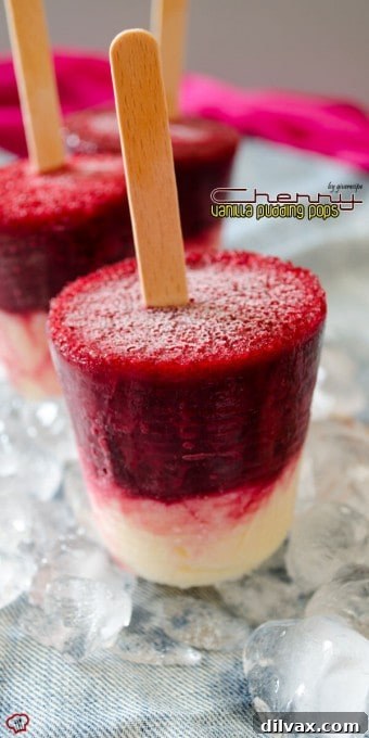 Crimson Cherry Frost Bites 21 Give Recipe Cherry Vanilla Pudding Pops, a nostalgic and creamy frozen treat