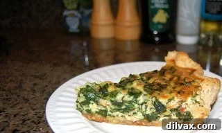 Savory Spinach, Bacon and Gruyere Quiche 8 Baked Spinach, Bacon, and Gruyère Quiche sliced and ready to eat