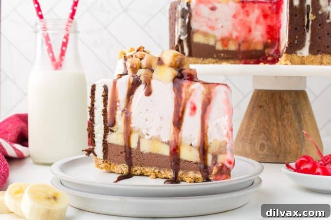 Banana Split Ice Cream Cake - a layered ice cream dessert