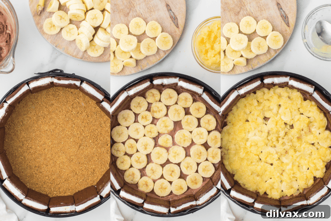 First steps for making Banana Split Ice Cream Cake