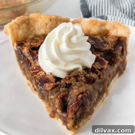 Perfect Pecan Pie 13 Pecan Pie slice with a flaky crust