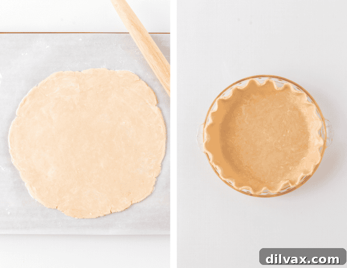 Perfect Pecan Pie 6 Second set of Pecan Pie Crust process photos, showing water being added and dough forming.