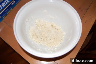 Mixing ingredients for homemade gluten-free pie crust