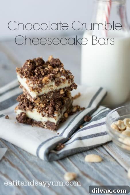 An overhead shot of Chocolate Crumble Cheesecake Bars neatly arranged in a baking pan, ready for cutting and serving.