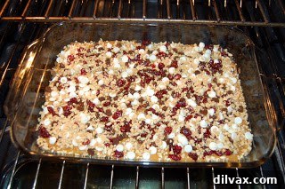 Brown Butter Pantry Bars baking in the oven until golden.
