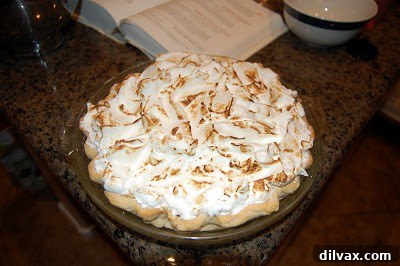 Pillowy Lemon Meringue Perfection 7 Finished Lemon Meringue Pie with browned meringue peaks