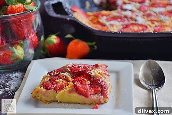French Strawberry Clafoutis with custardy texture
