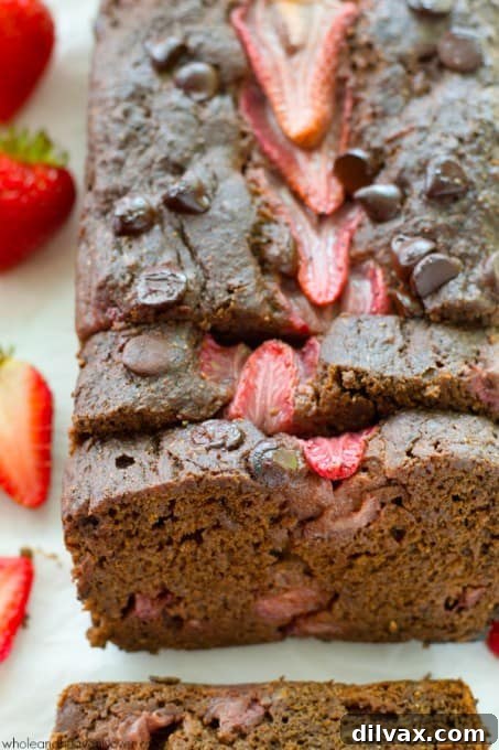 Moist Double Chocolate Strawberry Banana Bread