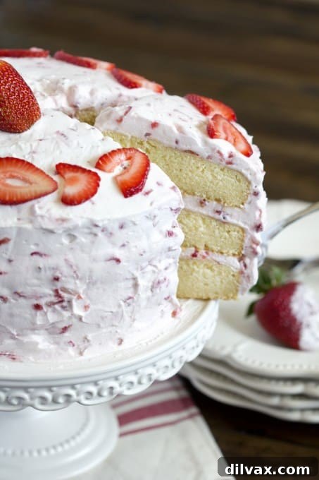 Elegant Fresh Strawberry Cake with natural fruit flavor