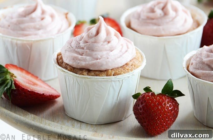 Vibrant Fresh Strawberry Cupcakes with natural frosting