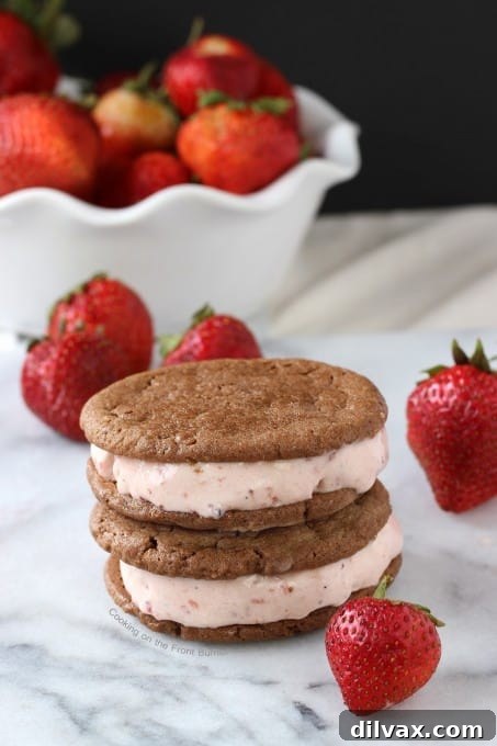 Gourmet Roasted Strawberry Ice Cream Sandwiches