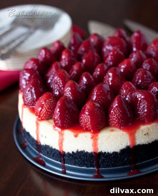 Rich Strawberry Cheesecake with Oreo Crust