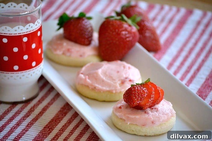 Soft Strawberry Buttercream Sugar Cookies