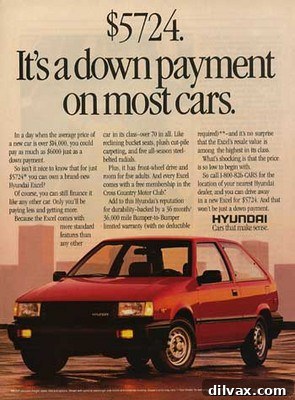 An old car, possibly a Hyundai Excel hatchback, similar to the one mentioned in the anecdote